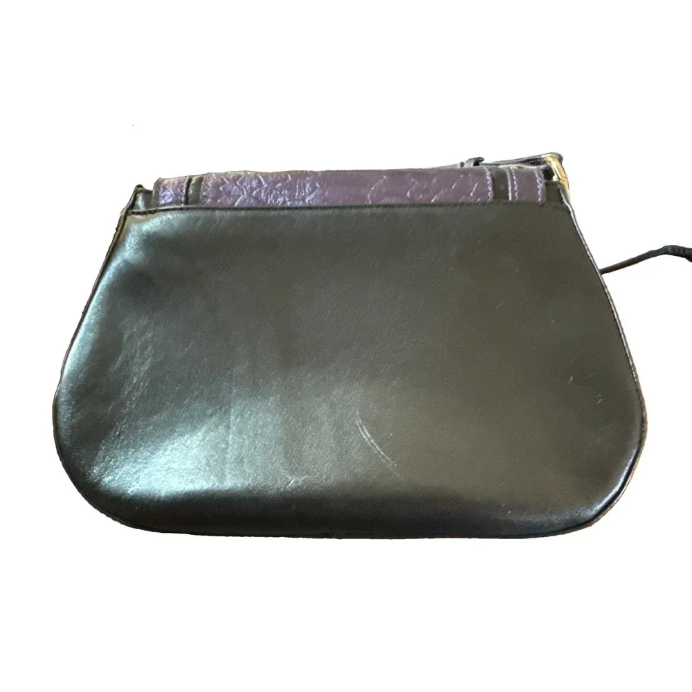 Brahmin Leather Crossbody Purse Iridescent Purple Exotic Textured Studded Flap